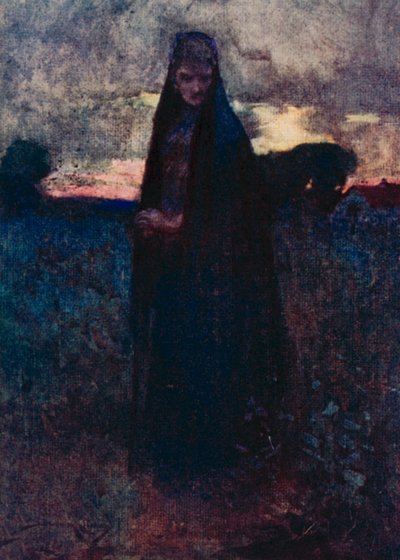 Illustrasjon for The Deserted Village av Oliver Goldsmith (farge litho) av William Lee Hankey