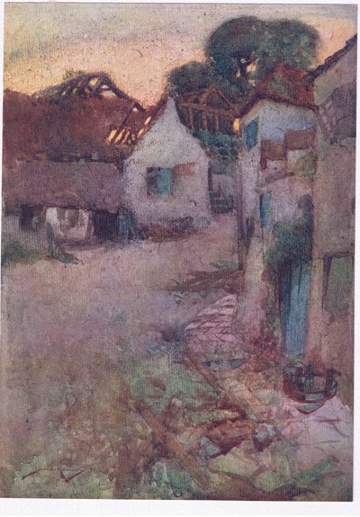 Dine buer er sunket, i uformelig ruin alt, og det lange gresset over den støpte veggen (farge litho) av William Lee Hankey