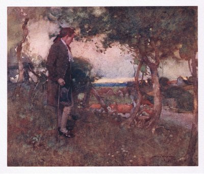 Der mens jeg passerte uforsiktige skritt og sakte, ble de blandede tonene mykere nedenfra (farge litho) av William Lee Hankey