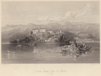 Lecchi Island, Lake of Guarda, Italia (gravering) av William Leighton (after) Leitch