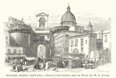 Napoli, Porta Capuana (gravering) av William Leighton (after) Leitch