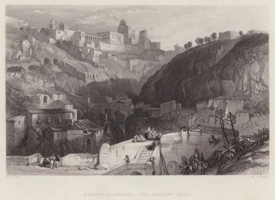 Castro Giovanni, den gamle Enna (gravering) av William Leighton Leitch