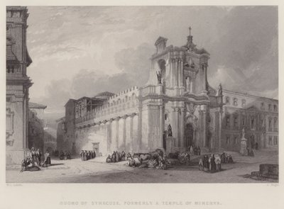 Duomo of Syracuse, tidligere et Minerva-tempel (gravering) av William Leighton Leitch