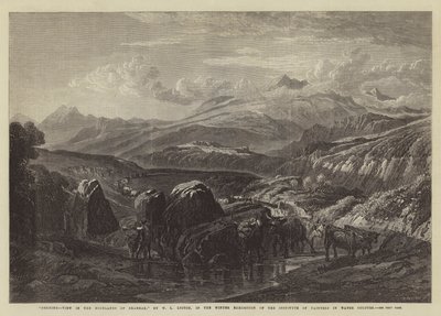 Morgen, utsikt over høylandet i Braemar, i vinterutstillingen til Institute of Painters in Water Colors av William Leighton Leitch