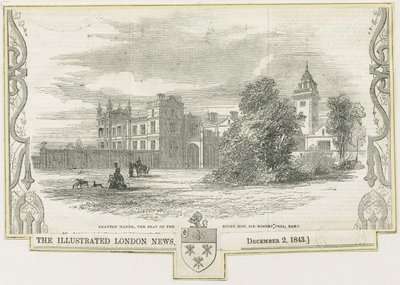 Drayton Bassett - "Drayton Manor": tresnittgravering, og [c 1843] av William Linton