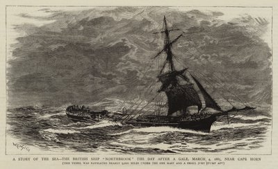 A Story of the Sea, det britiske skipet Northbrook dagen etter en kuling, 4. mars 1885, nær Kapp Horn av William Lionel Wyllie