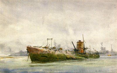 En overgitt og strandet ubåt, Portsmouth av William Lionel Wyllie