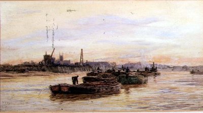 Lektere ved solnedgang (akvarell) av William Lionel Wyllie