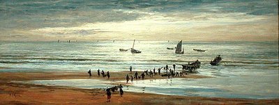 Strandscene på nordkysten av Frankrike (olje på lerret) av William Lionel Wyllie