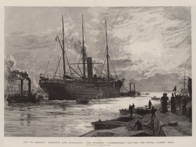 Avsted til Ashanti, Good-Bye og Good-Luck!, Steamer Coromandel forlater Royal Albert Dock av William Lionel Wyllie