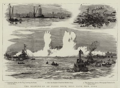 Utblåsningen av Flood Rock, Hell Gate, New York av William Lionel Wyllie