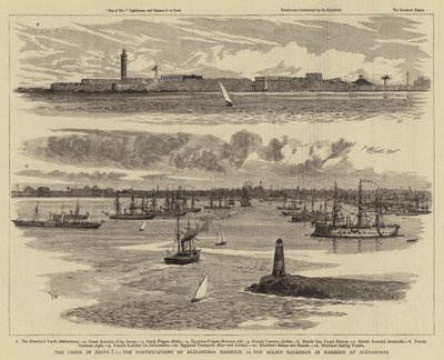 Krisen i Egypt, festningsverkene til Alexandria havn, den allierte skvadronen i havnen i Alexandria av William Lionel Wyllie
