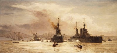 Den første kampskvadronen forlater den fjerde for slaget ved Jylland, 1917 av William Lionel Wyllie