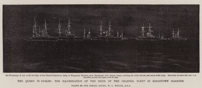 Dronningen i Dublin, belysningen av skipene fra kanalflåten i Kingstown Harbor av William Lionel Wyllie