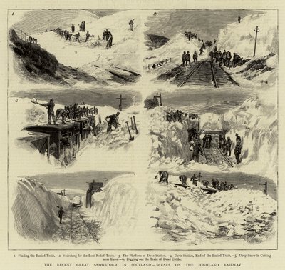 Den siste store snøstormen i Skottland, scener på Highland Railway av William Lionel Wyllie