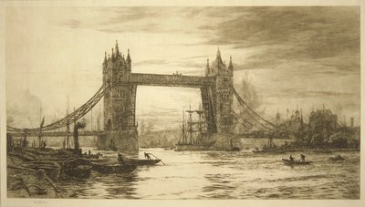 Tower Bridge sett fra Themsen, London, c1894-1931 av William Lionel Wyllie
