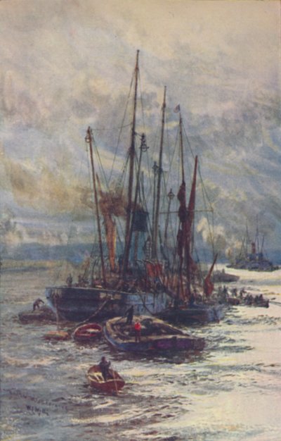 Lossing av kull i lektere, 1910 av William Lionel Wyllie