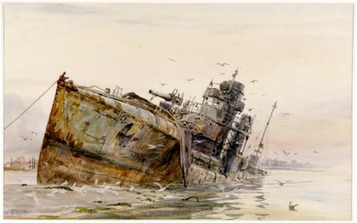 #39;V82 tysk jager i Fountain Lake#39;, ca. 1920–22 (akvarell) av William Lionel Wyllie