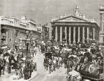 Bank of England og Royal Exchange i det nittende århundre, fra 