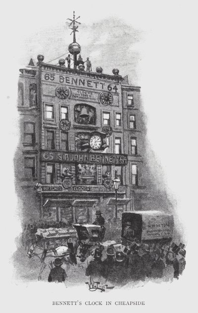 Bennetts klokke i Cheapside (litho) av William Luker