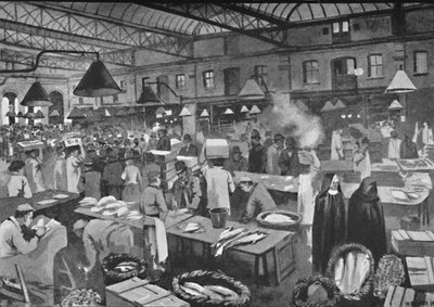 Billingsgate Market, tidlig morgen, 1891 av William Luker