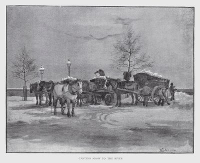 Carting Snow to the River (litho) av William Luker