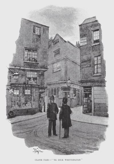 Cloth Fair, "Ye Dick Whittington" (litho) av William Luker