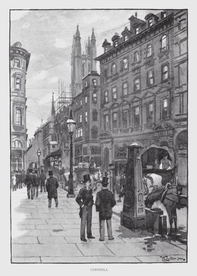 Cornhill (litho) av William Luker