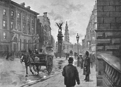 Fleet Street, viser Temple Bar Memorial og Childs Bank, 1891 av William Luker