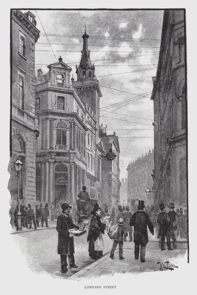 Lombard Street (litho) av William Luker