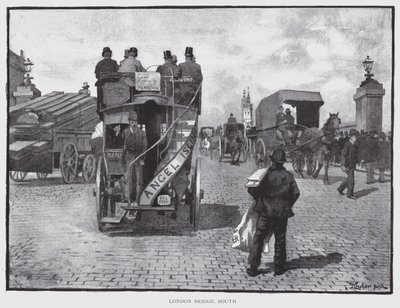 London Bridge, sør (litho) av William Luker