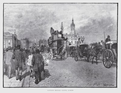 London Bridge, går over (litho) av William Luker