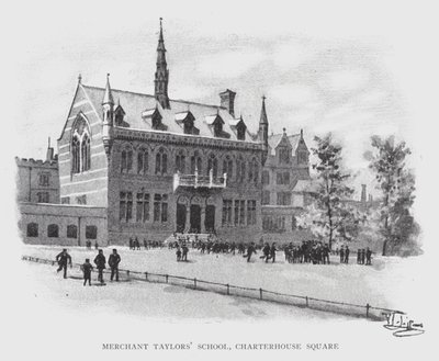 Merchant Taylors' School, Charterhouse Square (litho) av William Luker