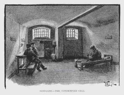 Newgate, den fordømte cellen (litho) av William Luker