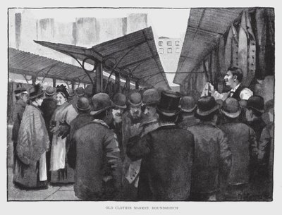 Old Clothes Market, Houndsditch (litho) av William Luker