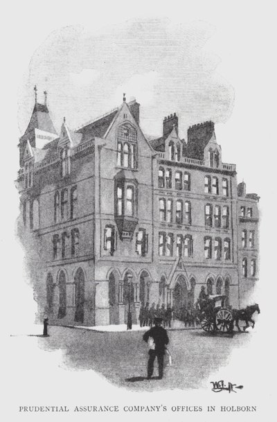 Prudential Assurance Companys kontorer i Holborn (litho) av William Luker