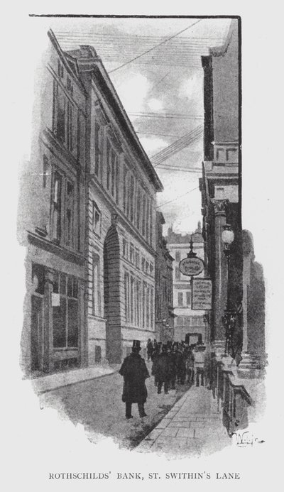 Rothschilds' Bank, St Swithin's Lane (litho) av William Luker