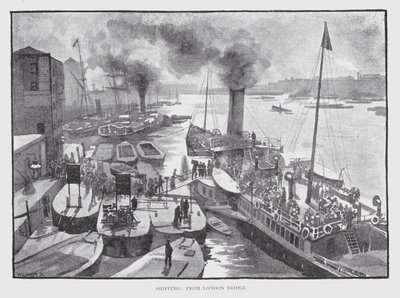 Frakt, fra London Bridge (litho) av William Luker