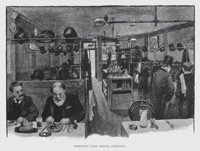 Simpsons Chop House, Cornhill (litho) av William Luker