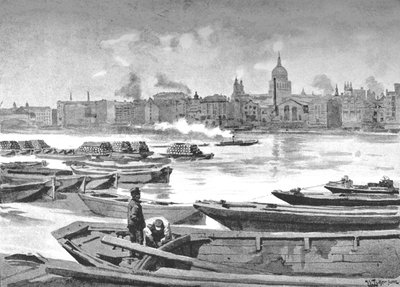 St. Pauls Cathedral fra South Bank of the River, 1891 av William Luker