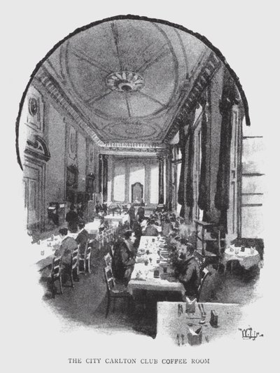 The City Carlton Club Coffee Room (litho) av William Luker