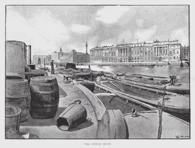 The Custom House (litho) av William Luker