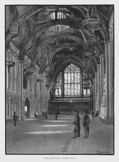 The Guildhall, Great Hall (litho) av William Luker