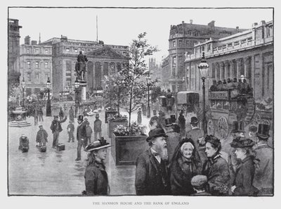 The Mansion House og Bank of England (litho) av William Luker