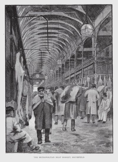 The Metropolitan Meat Market, Smithfield (litho) av William Luker
