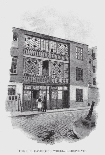 The Old Catherine Wheel, Bishopsgate (litho) av William Luker