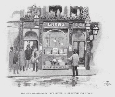 The Old Grasshopper Chop-House i Gracechurch Street (litho) av William Luker