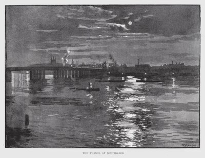 Themsen ved Southwark (litho) av William Luker