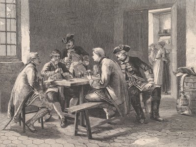Soldiers Playing at Cards, fra Illustrated London News, 4. mai 1861 av William Luson Thomas