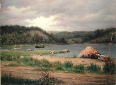 Clamming, Long Island (olje på lerret) av William M Davis